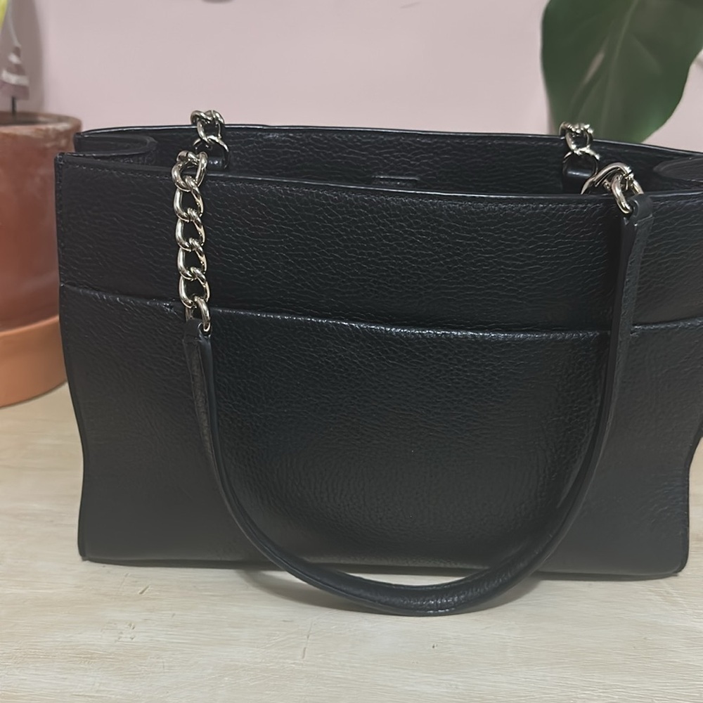 Kate Spade Black Satchel with White Bow - Picture 3 of 4